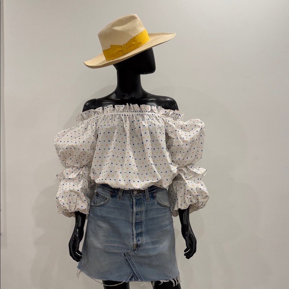Caroline Constas Off-Shoulder Cotton Blouse Size S Bergdorf Goodman Never Worn